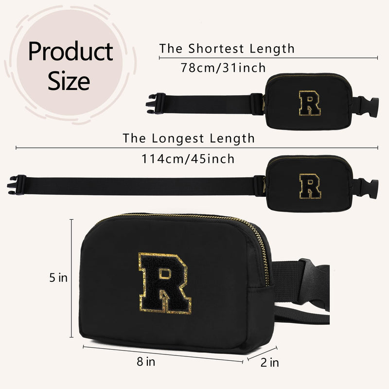 Birthday Gifts Christmas Personalized Gift for 4 5 6 7 8 9 10 11 12 13 14 Year old Girls Teen Sister Kid Initial Letter Fanny Pack Trendy Stuff Crossbody Bag Black Letter R 1 Pack Initial Letter Black