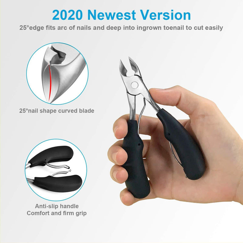 Thick Toenail Clippers, Podiatrist Toe Nail Clippers for Ingrown & Thick & Men & Seniors Toenail and Nail Surgical Grade Stainless Steel Toenail Trimmer Nipper (Grey) Black