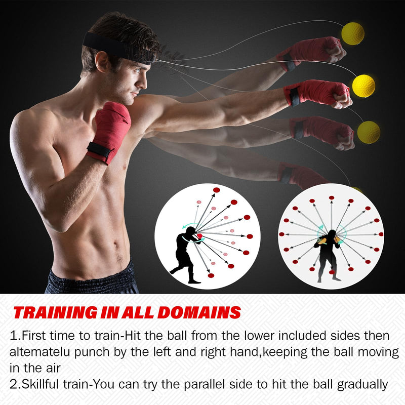 Skylety 10 Pcs Boxing Reflex Ball Headband Set Includes 8 Different React Reflex Ball and 2 Adjustable Headbands for Beginner Proficiency Improvement Fight Skill Hand Eye Coordination Training - BeesActive Australia
