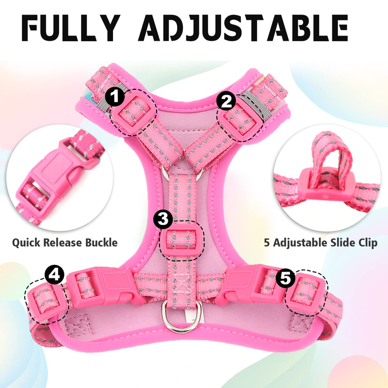 Supet Cat Harness and Leash Set Stylish Escape Proof Cat Vest Harness Adjustable Breathable Pet Harness with Reflective Trim Step-in Cat Leash and Harness for Cats Puppies M（Chest:11.0-18.3'' Pink M（Chest:11.0-18.3'') - BeesActive Australia