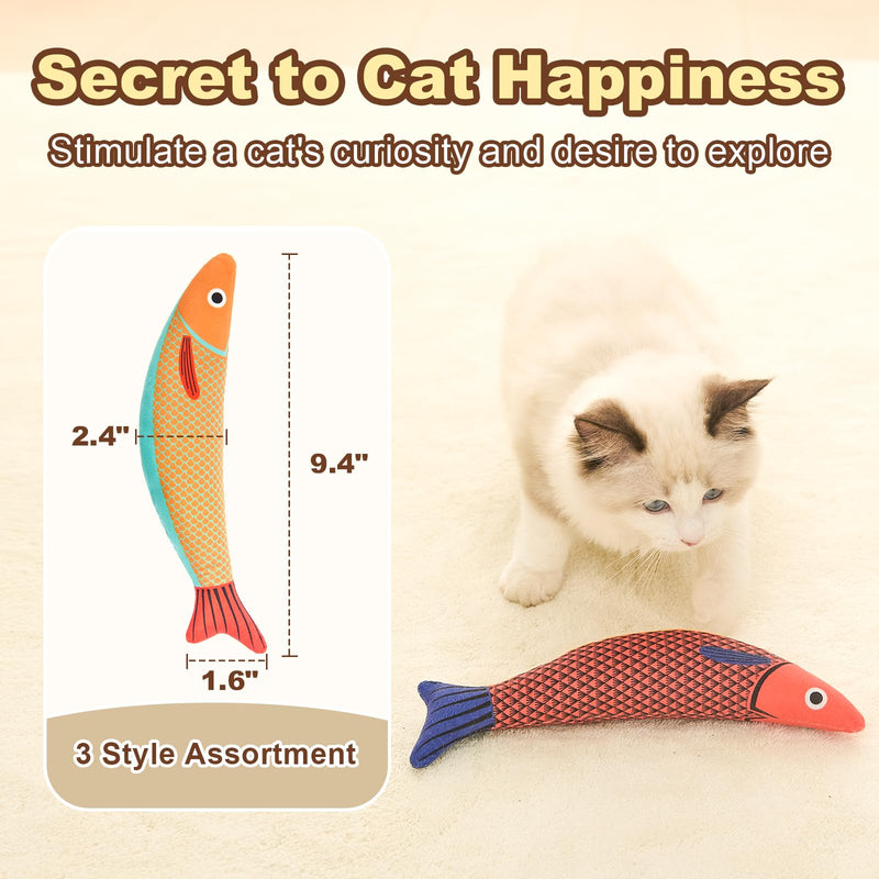 Jiupety Cat Toys Saury Fish 3 Pack Cat Chew Sound Toys Bite Resistant Catnip and Toys Cat Kicker Toy Interactive Kitten Cat Toys for Indoor Cats 9.4 Inches - BeesActive Australia