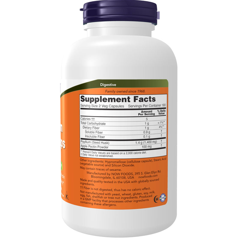 NOW Foods Supplements, Psyllium Husk Caps 700 mg with 50 mg of Apple Pectin, Intestinal Health*, 360 Veg Capsules 360 Count (Pack of 1) - BeesActive Australia