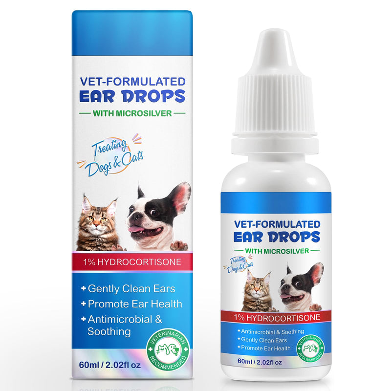 Ear Mite Treatment for Dogs & Cats - Fast-Acting Itch Relief & Cleaner, Vet-Recommended Formula with Soothing Aloe Vera, Cleaner on Contact & Soothes Itching, Gentle Ear Cleaning Solution, 0.75 fl oz 1 pack