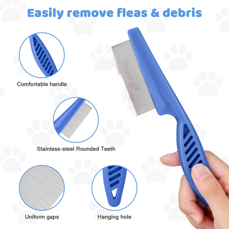 Odoland Dog Brush Grooming Care Kit - Dog Brush, Dog Slicker Brush, Undercoat Rake, Dog Hair Removal Comb, Pet Nail Clippers, Shedding Tool for Long matted Haired Cat and Puppy Blue - BeesActive Australia