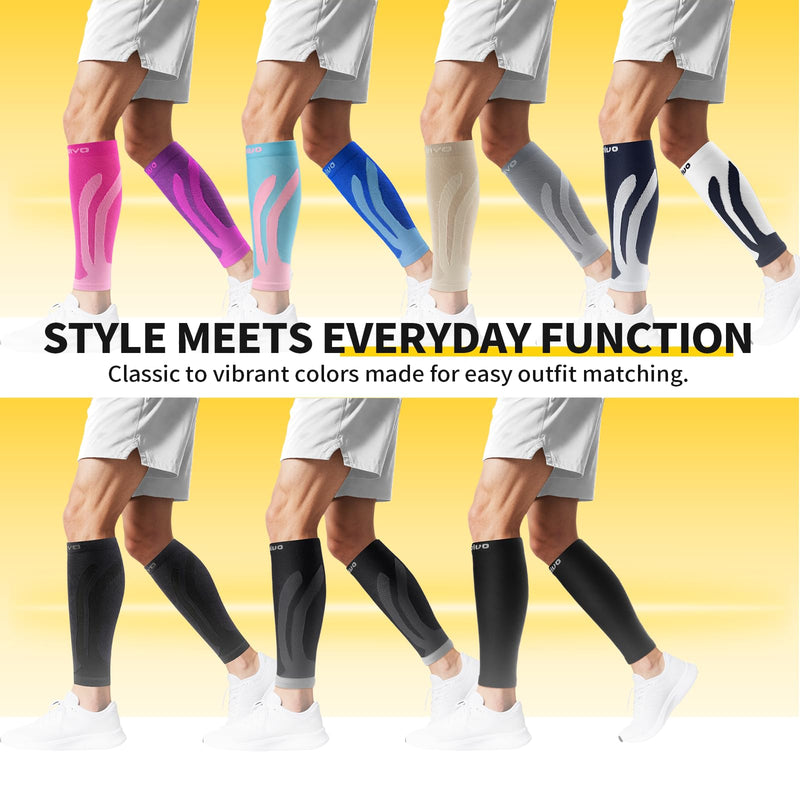 CAMBIVO 3-Pair Calf Compression Sleeves for Men & Women – Footless Socks for Shin Splints & Leg Pain Relief, 1 Pair Available Large-X-Large Black