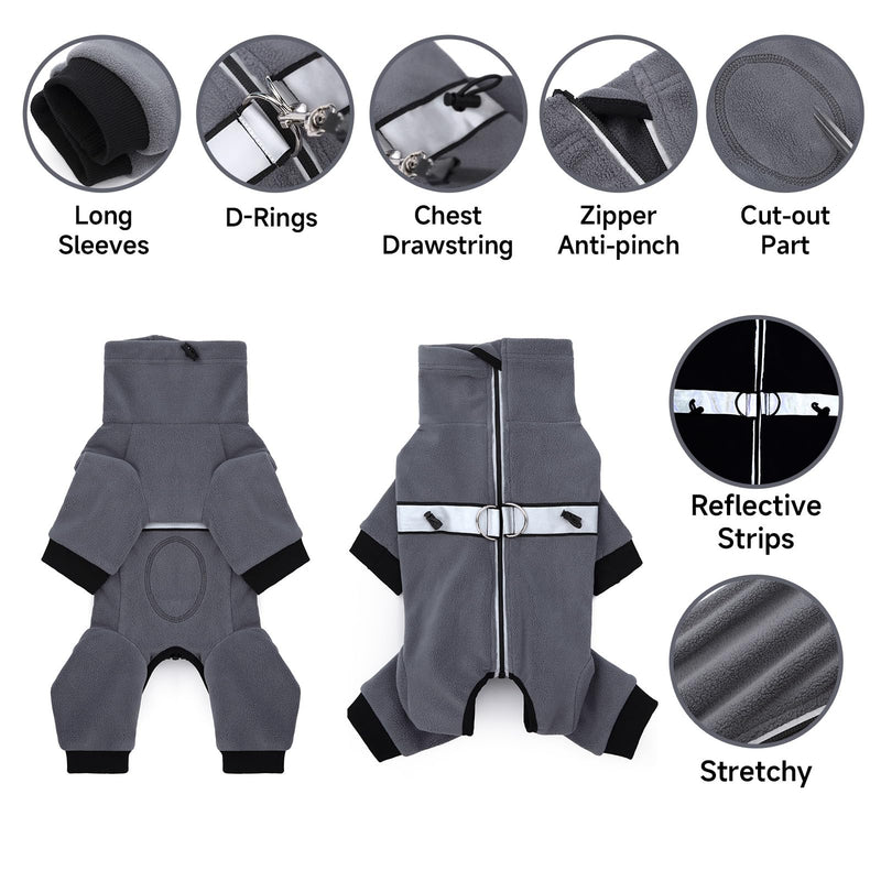 Dog Coats for Small Dogs, Polar Fleece Dog Pajamas Bodysuit for Small Medium Dogs, Dog Winter Jacket Dog Sweater Dog Vest for Small Dog, Dog Four-Legged Warm Clothes Large Grey - BeesActive Australia