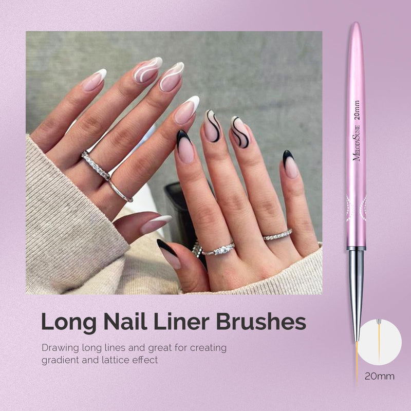 MelodySusie Nail Art Liner Brushes 5Pcs Professional Gel Polish Painting Art Design Pen Set for Thin Long Lines, Tiny Details, Fine Drawing, Delicate Coloring,Sizes 5/7/9/11/20mm Purple - BeesActive Australia