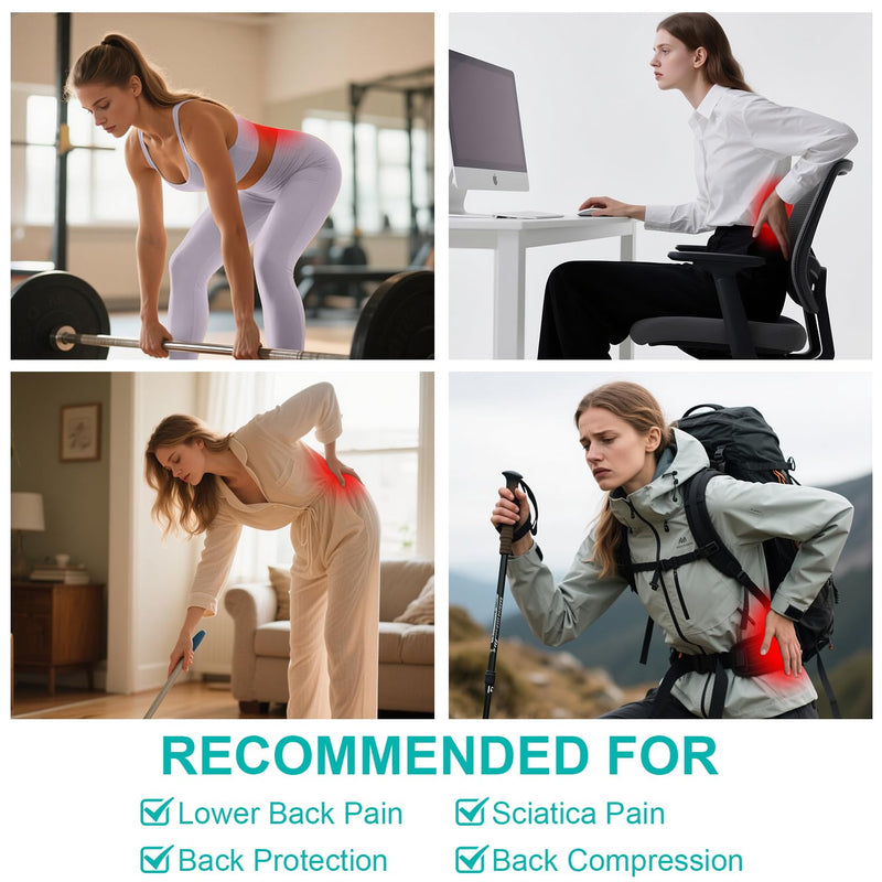 Ultra Thin Lumbar Support Brace for Women & Men – Lightweight Back Pain Relief Belt with Breathable Mesh – Slimline & Invisible Under Clothes – Sciatica & Herniated Disc Support L/XL