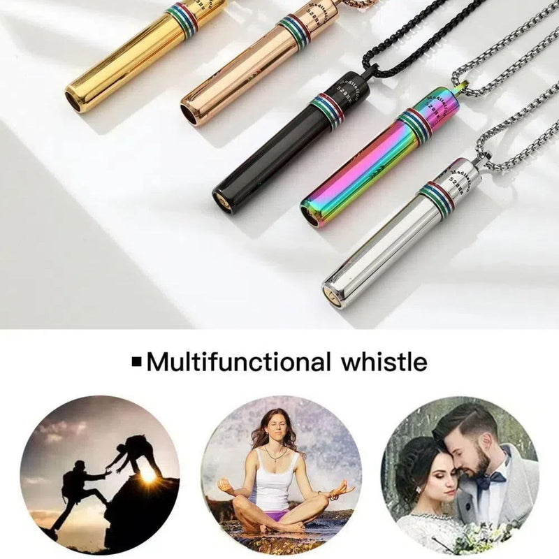528 hz Breathing Necklace, Anxiety Necklace, 528 hz Whistle Breathing Necklace for Meditation Tuning Tools, Mindful Calming Stress Relief for Women, Men Silver color - BeesActive Australia