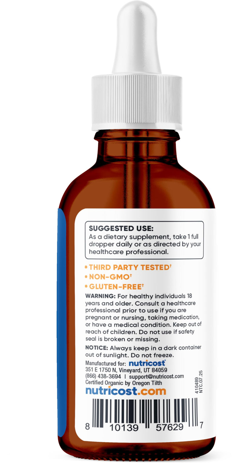 Nutricost Organic Vitamin B12 (Methylcobalamin) Liquid Drops (5,000mcg) | 3.8 Fl. Oz, USDA Organic, OTCO Certified, Vegetarian-Friendly, GMO-Free, Gluten-Free, 115 Servings