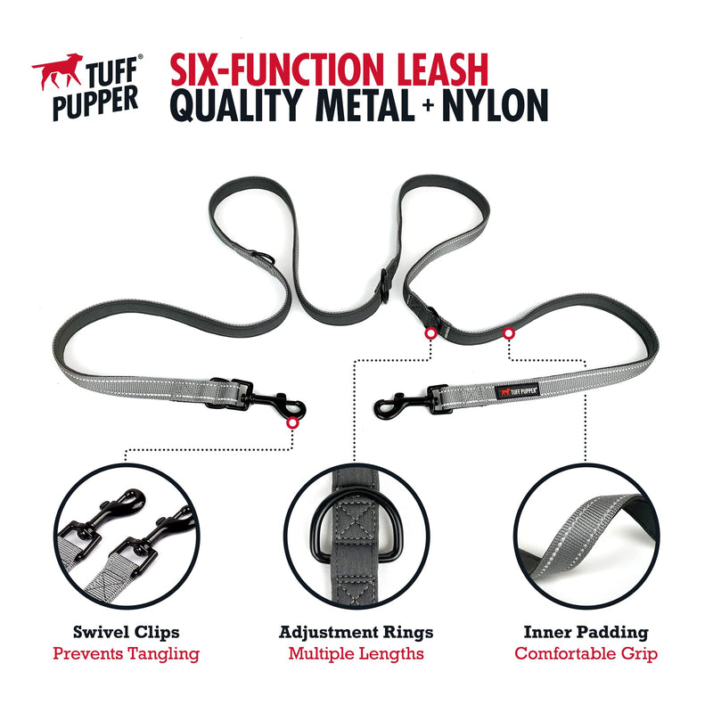 Tuff Pupper Heavy Duty Multi Function Crossbody Leash | 6 Uses in One Cross body Leash | 8 Feet Hands Free Leashes | Two Dog Leashes | Ballistic Nylon & Thick Neoprene Padding, Small Medium Large Dogs - BeesActive Australia