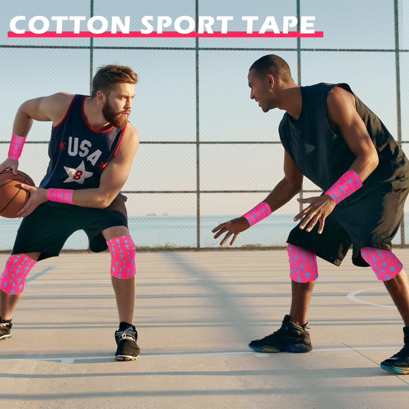 TrelaCo 1 Pcs Wrist Tape Baseball Cross Athletic 2in x 23ft Cotton Cross Wrist Tape Serrated Edges for Fingers Ankles Injury Wrap, Football Baseball Hockey Soccer (Rose Red) Rose Red