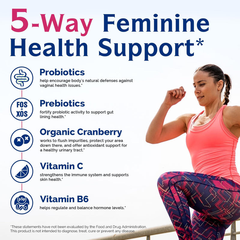 Innate Vitality Probiotics for Women, 100 Billion CFUs 18 Strains, Prebiotics and Probiotics, with Cranberry, Vitamin C & B6 P5P, Vaginal & Digestive Health, Non refrigerated, 60 Caps