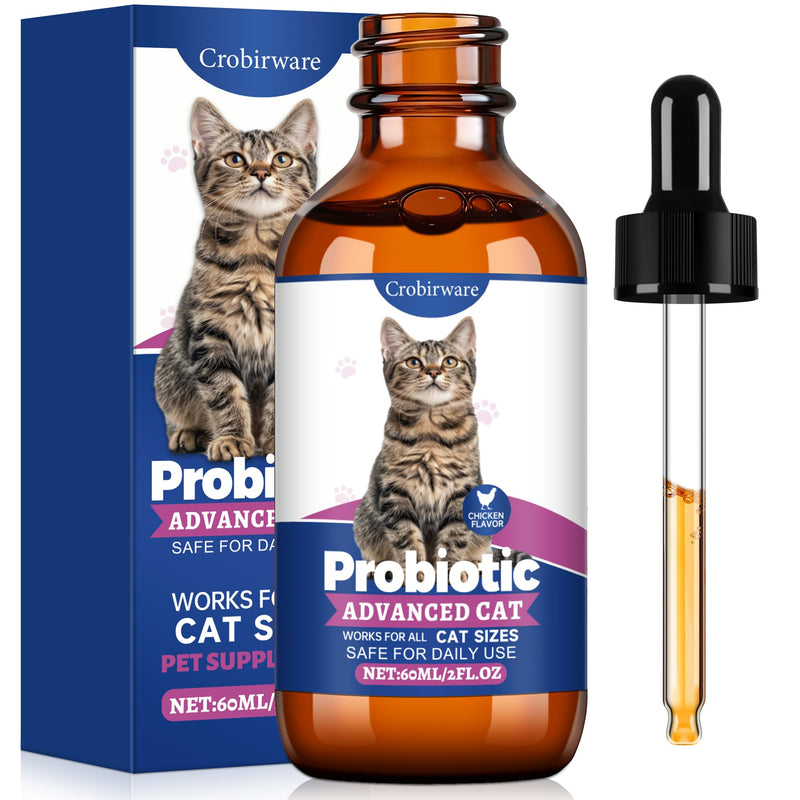 Liquid Probiotics for Cats with Prebiotics & Collagen, Digestive Health Supplement for Constipation, Diarrhea Relief & Immune Support, Skin and Coat Stool Softener, Chicken Flavor, 2 fl oz