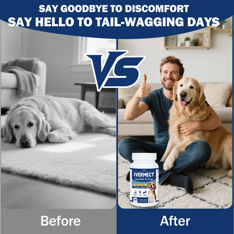lvermect Tablets for Dogs 7.5mg – 100 Chewable Tablets for Gut Health & Digestive Support, Monthly Wellness Supplement for Small Medium Large Dogs, Support Immune Balance & Comfortable Digestion