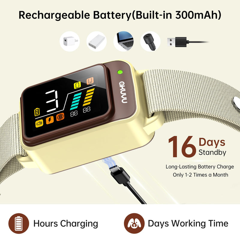 Bark Collar-Rechargeable Smart Barking Collar- Anti Bark Training Collar with Adjustable Sensitivity Beep Vibration Shock- Bark Shock Collar for Small Large Medium Dogs (Brown) Brown - BeesActive Australia
