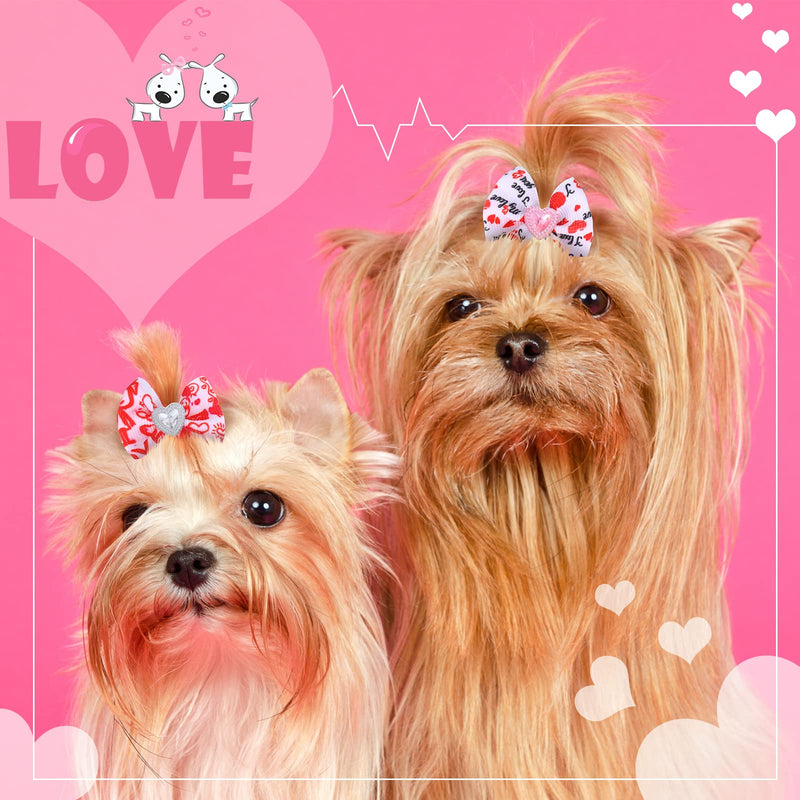 Weewooday 70 Pieces Dogs Hair Dog Bows with Rubber Band Dog Bowtie Pet Hair Accessories Puppy Bowknot Topknot Pet Grooming Bows for Independence Day Christmas Small Puppy Decor(Romantic Style) Romantic Style - BeesActive Australia