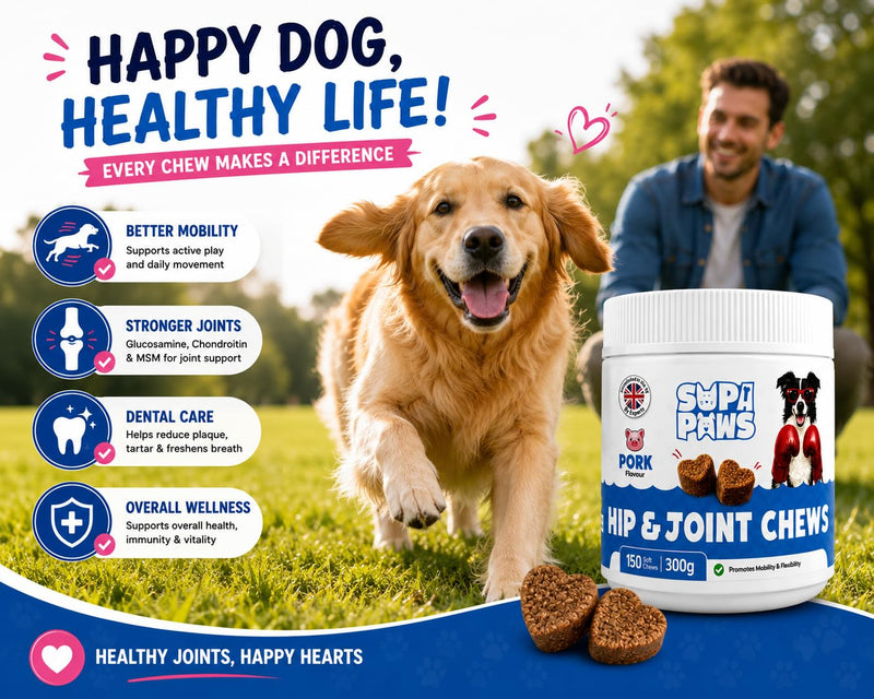 150 Pcs Glucosamine Joint Chews for Dogs, Hip & Joint With, MSM, Chondroitin, Vitamins C & E, Dog Joint Supplements for Senior Dogs Puppies, Mussels Joints Care Dog Snacks, Pork Flavor Pork - 300g