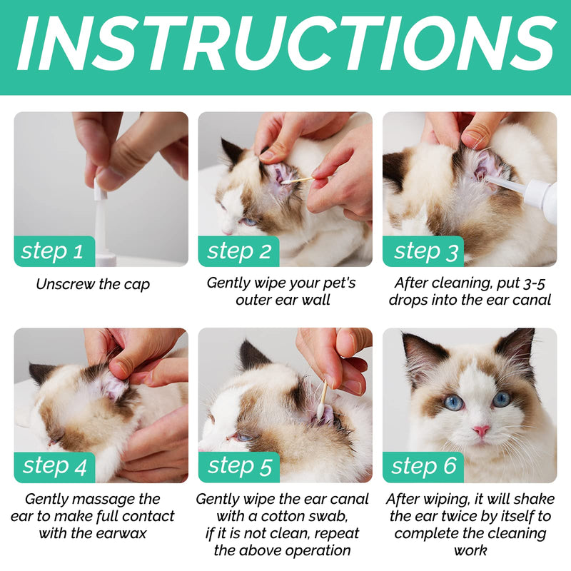 Pet Ear Cleaner for Dogs & Cats, 4 fl oz Ear Cleaning Solution with Soothing Formula - Supports Relief from Itchy Ears, Head Shaking & Wax Buildup - Safe for Puppies & Kittens - 120ml