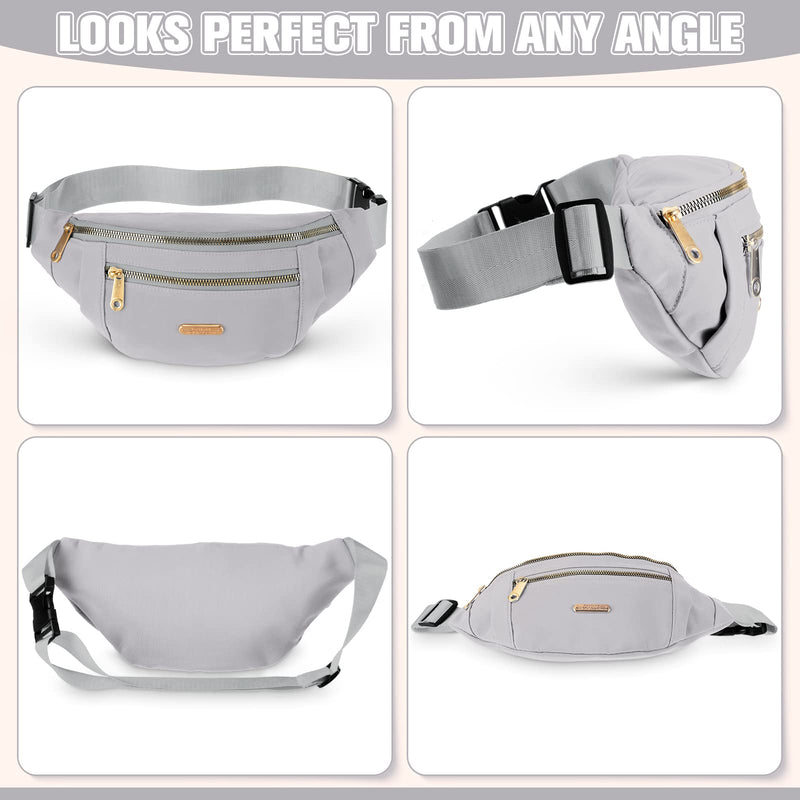 3 Pcs Waterproof Fanny Packs for Women and Men Waist Pack with Adjustable Strap Waist Pouch for Sports Running Exercise Walking Travel Black, Gray, White