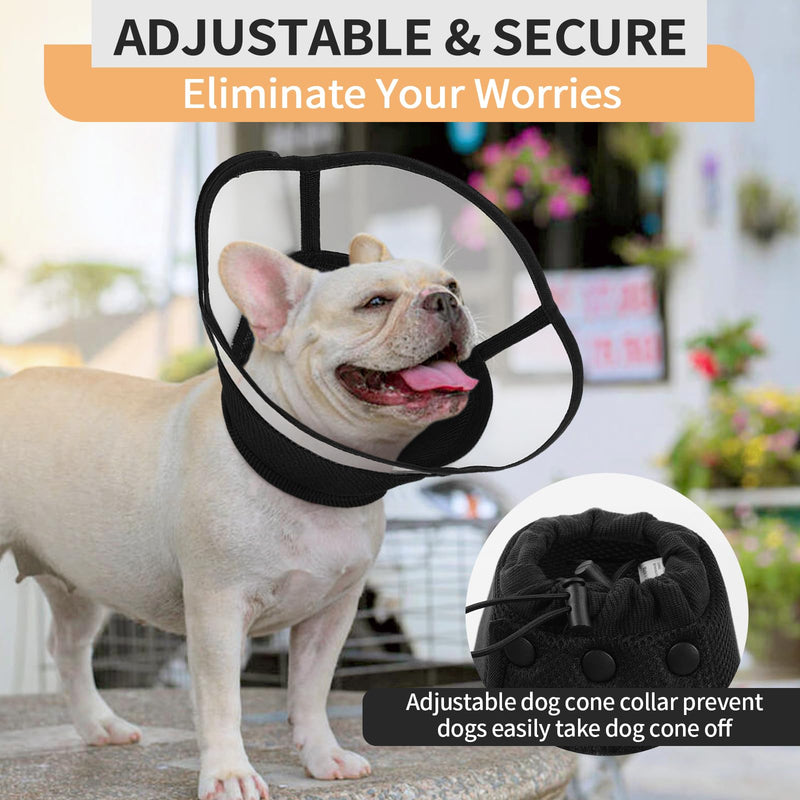 Kuoser Neck Brace Dog Soft, Leak Protection Protective Collar Dog, Comfy Cone Dog, Adjustable Neck Brace for Dogs After Surgery, Breathable Pet Elizabethan Neck Brace Cat, Black, M (Neck: 28-36cm; Depth: 20cm) - BeesActive Australia