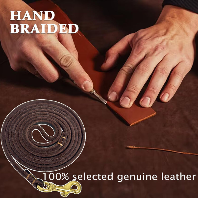 Guiding Star Leather Dog Leash 6 ft x 1/4 inch,Thin and Lightweight Leather Leashes for Small Dogs,Leather Cat Leashes for Small Cats,Soft Genuine Leather Dog Training Leashes for Petite Dogs Brown Basic Leash - BeesActive Australia