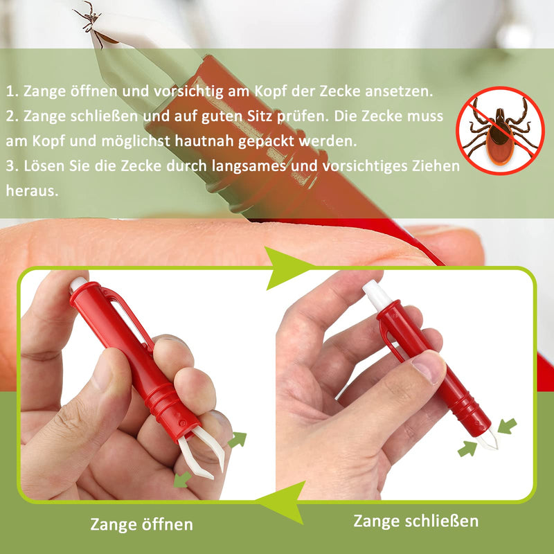Nepfaivy Tick Tweezers for Dogs, Cats, People - Set of 2 Tick Tweezers for Children and Pets, Simple and Safe Tick Remover for Ticks of Any Size, Red - BeesActive Australia