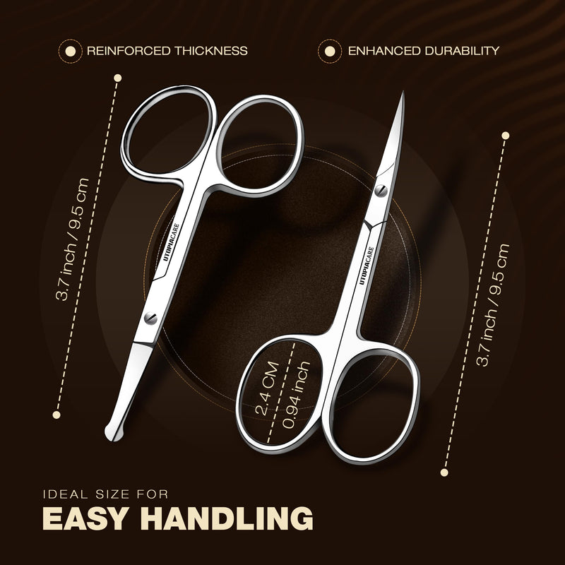 Utopia Care Eyebrow Scissors, Professional Stainless Steel Small Shears for Men and Women, Nose Hair Scissors for Grooming Mustache, Beard, Eyelashes, Ear Hair Trimming, Silver 1 Count (Pack of 1) - BeesActive Australia