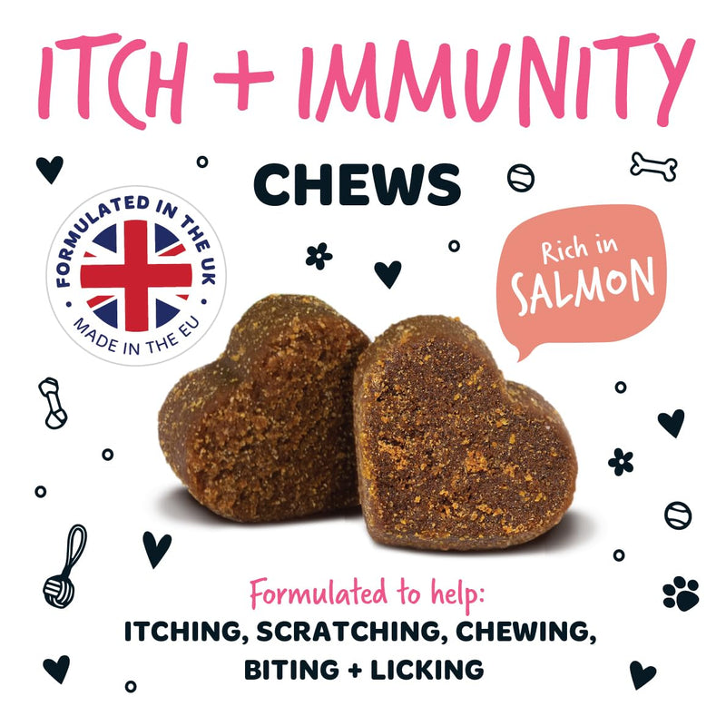 BUGALUGS Itch & Immunity Dog Treats – Helps Soothe Itchy Skin, Paws, Ears - Licking, Scratching - Perfect for Small, Medium & Large Dogs 120 Chews