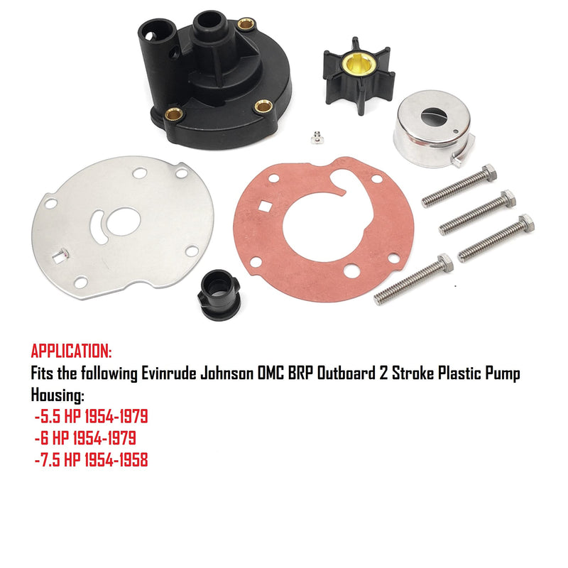 MARKGOO 763758 Water Pump Impeller Repair Kit Replacement for OMC Johnson Evinrude Outboard 5.5 6 7.5 HP Boat Motor Engine Parts Rebuild (1954-1979) 0763758 391391 382797 389228 379771 778166