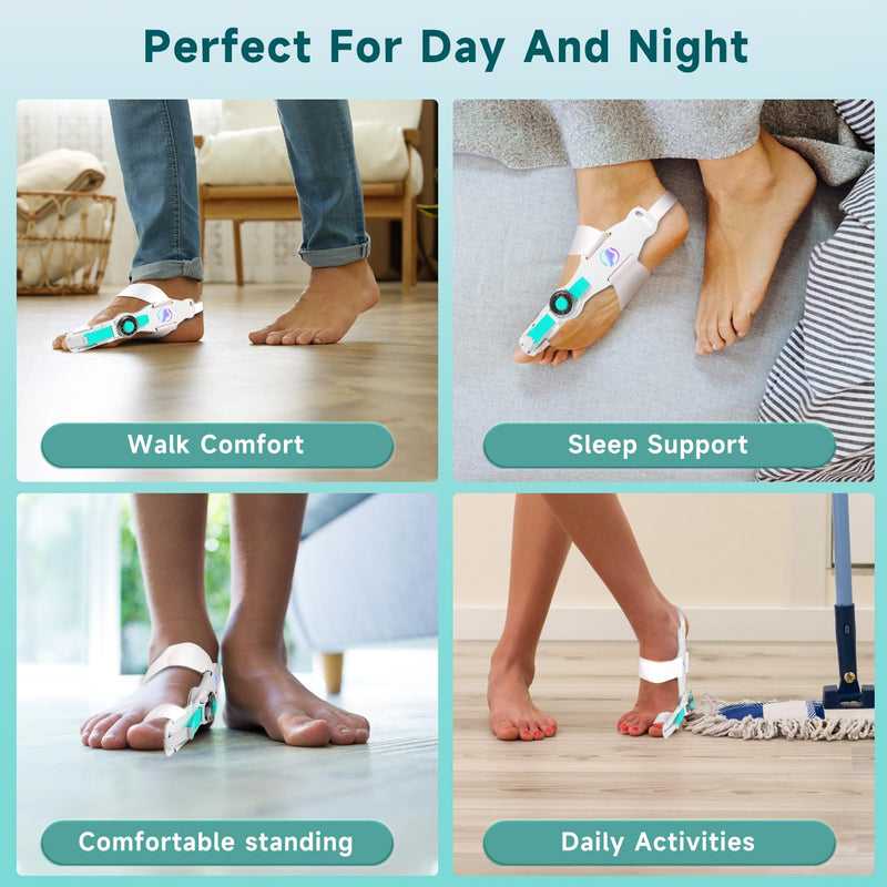 Bunion Corrector for Women & Men - Bunion Fix for Hallux Valgus Pain Relief with Non-Slip Big Toe Separator, Adjustable Big Toe Straighter, Bunion Splints Fits Left & Right Feet (White 1Pcs) White 1