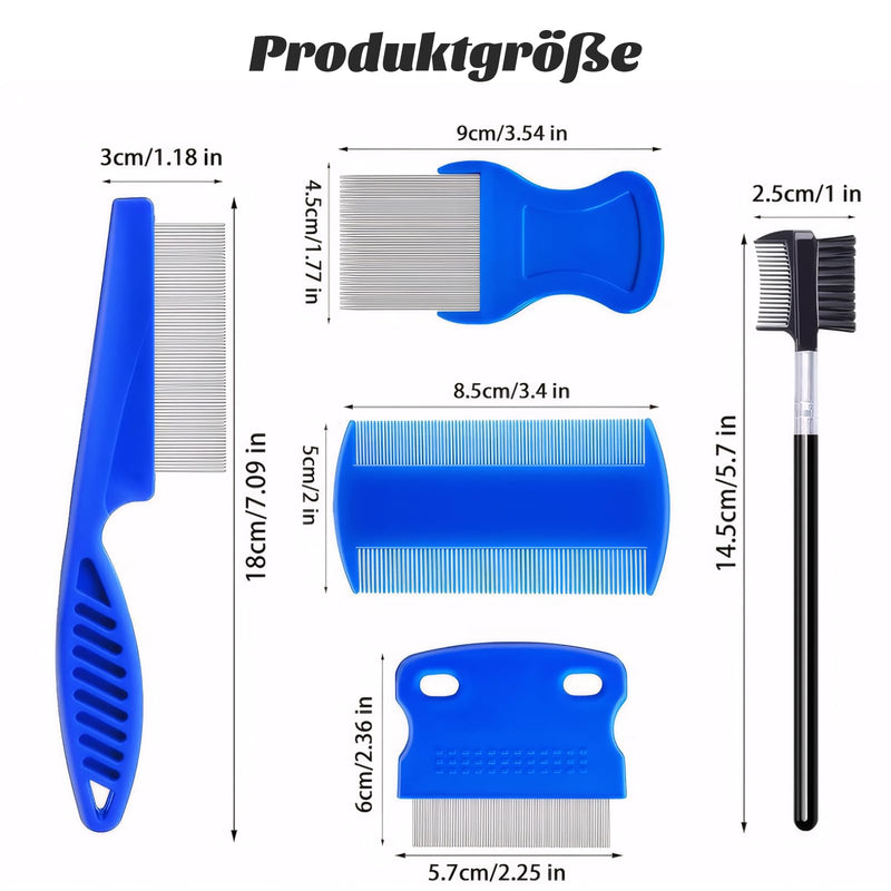 MAEXUS 5 piece cat dog flea comb set, lice comb for pets, pet tear stain remover comb, metal teeth lice comb, double-sided nit comb, effectively removes fleas and lice, for pet care - BeesActive Australia