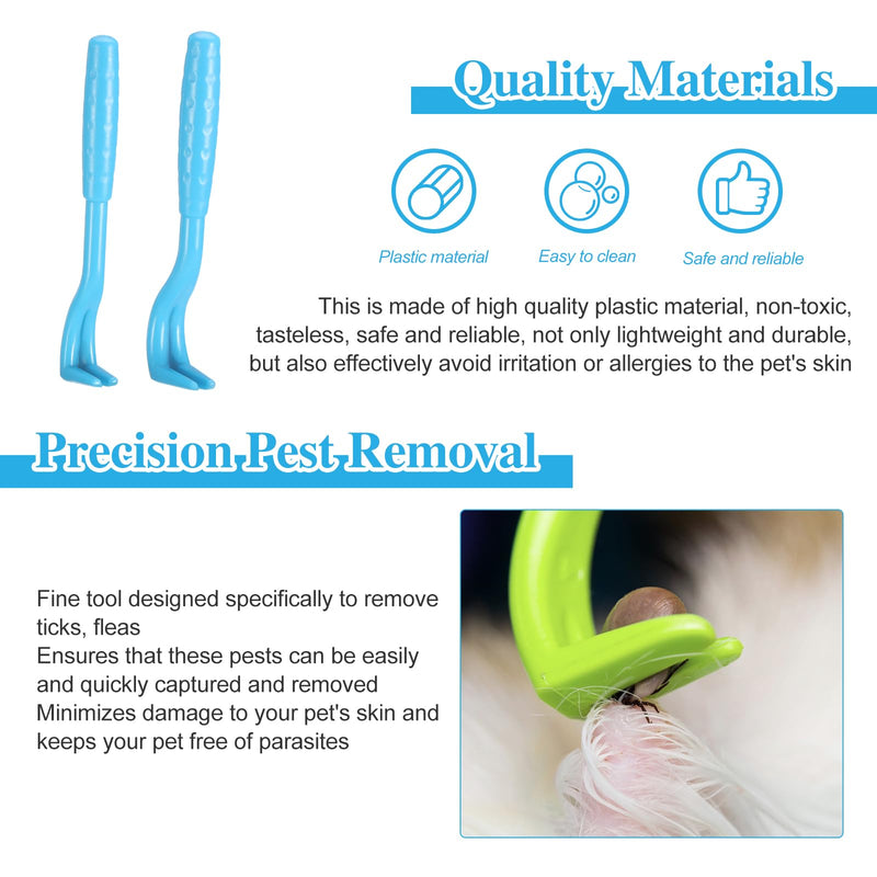 Coptiner Set of 6 Tick Hooks 3 Sizes Tick Tongs Tick Remover Simple and Safe Tick Lever Tick Protection for Dogs, Cats, Horses and People Alternative to Tick Tweezers (Green, Blue) - BeesActive Australia