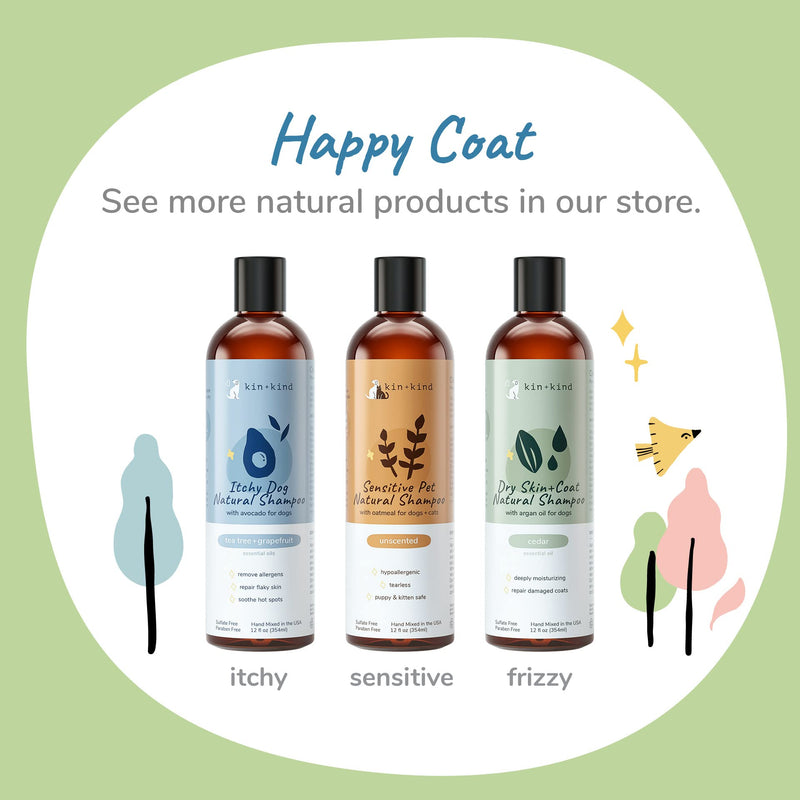 Oatmeal Shampoo for Dogs and Cats by kin+kind - Cat & Dog Shampoo for Sensitive Skin with Colloidal Oatmeal - Safe, Natural Formula with Olive Oil and Coconut Oil (12 fl oz) - Made in USA Unscented - BeesActive Australia