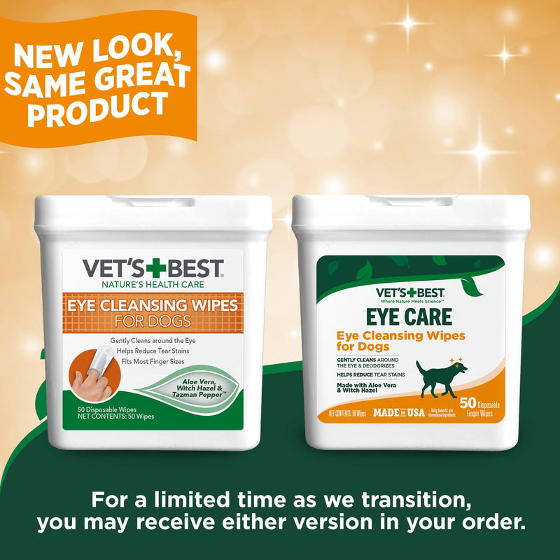 Vet’s Best Eye Cleansing Wipes for Dogs - Tear Stain Remover for Dogs - Easy to Use and Paraben Free - Aloe Vera & Witch Hazel - 50 Count - PawsPlanet Australia