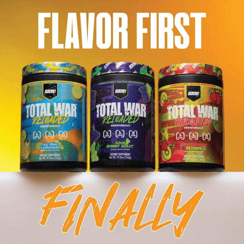 REDCON1 Total War Reloaded Pre Workout, Sour Gummy Bear - Creatine, Beta Alanine + L-Citrulline Malate Keto Friendly for Men & Women with 350mg of Caffeine - Fast Acting (30 Servings) NEW Sour Gummy Bear (Reloaded) - 30 Servings
