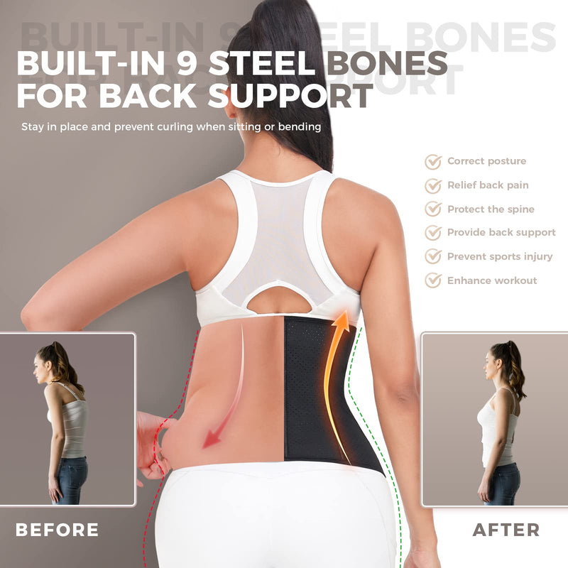 YADIFEN Corset Waist Trainer for Women, Latex Waist Cincher Workout Body Shaper Breathable Girdle Sport Belt Black-breathable Latex With 4 Row of Hooks 3X-Large