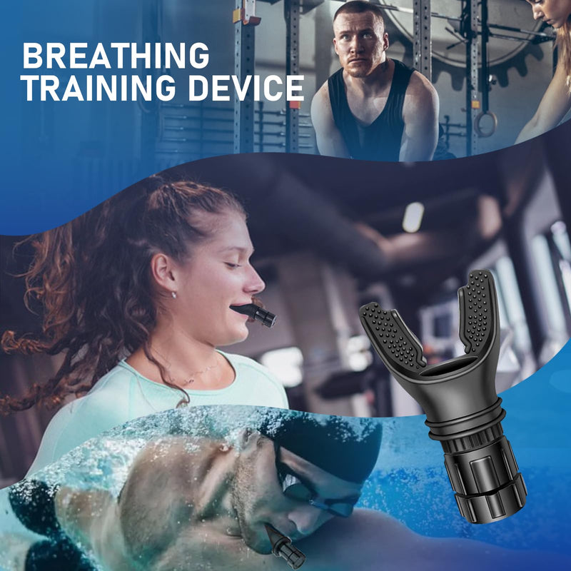 Portable Respiratory Trainer-Exercise Device. Respiratory Muscle Training |Improve Breathing Capacity | Easy to Clean| Adjustable Resistance, Adjustable to Different Fitness Needs (Black) black - BeesActive Australia