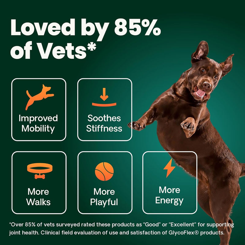 VetriScience Ultimate Strength Healthy Hip & Joint Chews, GlycoFlex Glucosamine, Chondroitin and Green-Lipped Mussel Joint Supplement for Small Breed Dogs, Soothe Joint Discomfort, Duck, 60 Count Small Breed - Ultimate Strength
