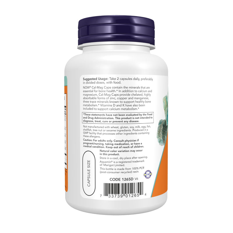 NOW Supplements, Cal-Mag with Zinc, Copper, Manganese and Vitamin D, 120 Capsules 120 Count (Pack of 1)