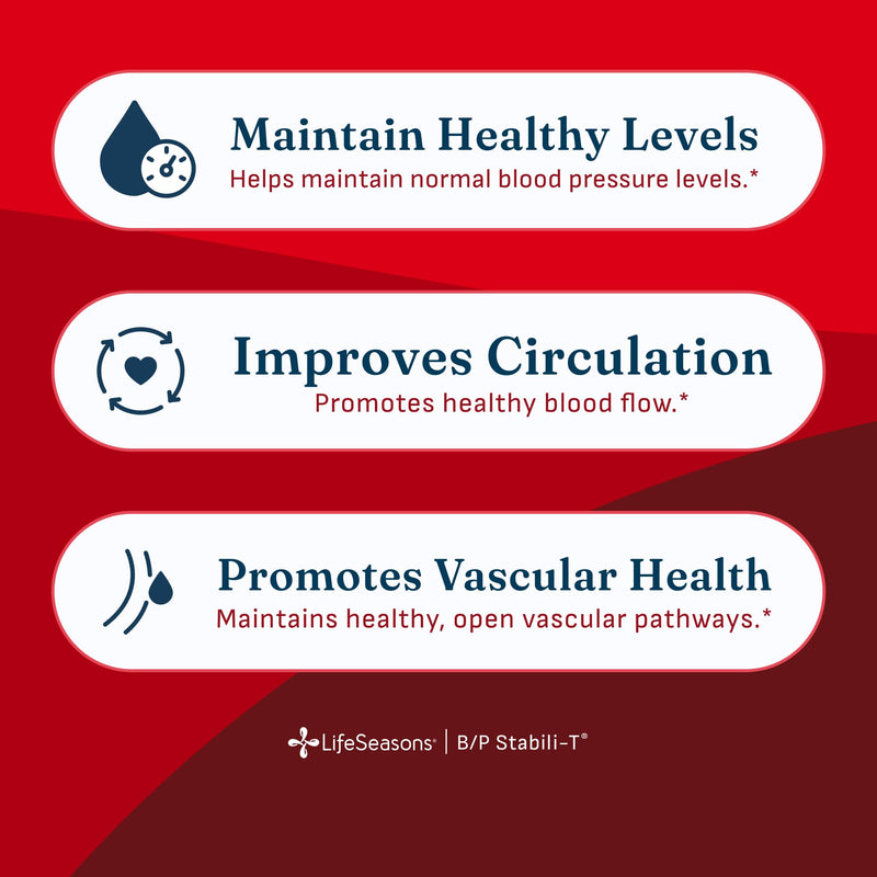 LifeSeasons B/P Stabili-T - Blood Pressure Support - Vitamin Supplement for Healthy Heart & Circulation - Ashwagandha, Arjuna & Hawthorn Berry - 240 Capsules 240 Count (Pack of 1)