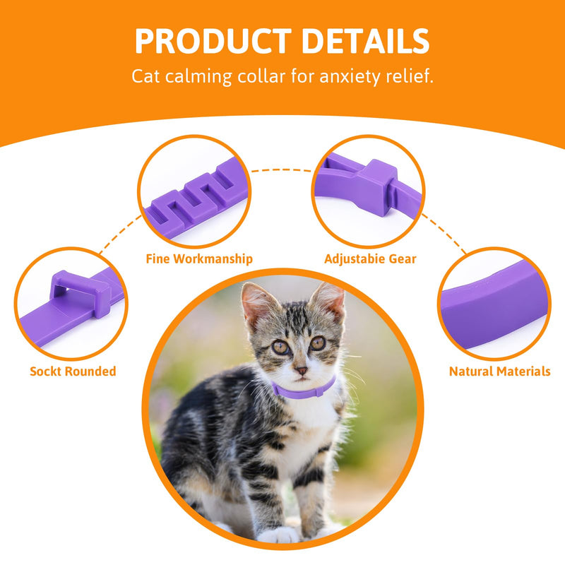 Pack of 4 Calming Collars for Cats, Long-Lasting Calming Collars for Cats Pheromones Cat Calming Collars Anti-Stress and Relaxants Adjustable (Set A) Set A - BeesActive Australia