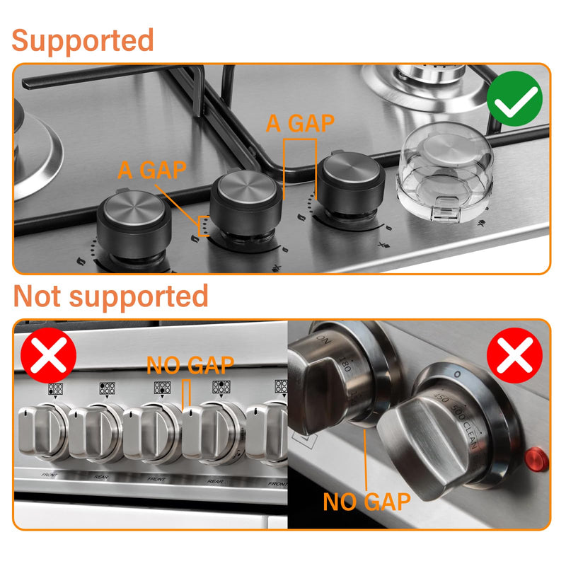 5-Pack Stove Knob Safety Covers,Upgraded Press Gas Stove Knob Locks,Durable Design Childproof Knob Locks for Babies and Pets, Sticky and Easy to Install,Transparent Transparent 5packs