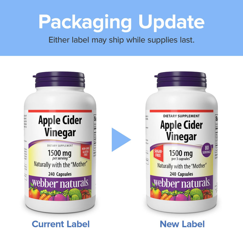 Webber Naturals Apple Cider Vinegar Capsules 1500mg, 240 Capsules