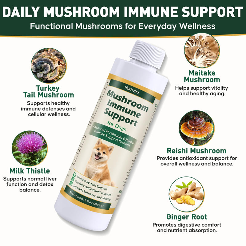 Mushroom Immune Gold for Dogs, Complementary Immune Support with Functional Mushrooms Reishi, Maitake & Turkey Tail, Supports Immune Health, Antioxidant Wellness, Gut Balance & Daily Vitality, 8oz