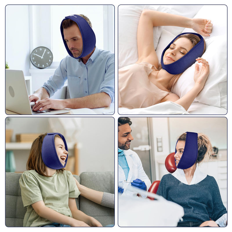 Wisdom Teeth Ice Pack Head Wrap, Face Ice Pack for Jaw Oral Surgery Pain Relief for TMJ, Teeth Removed, 4 Cold Therapy Gel Packs Reusable, Blue 1.0 - BeesActive Australia