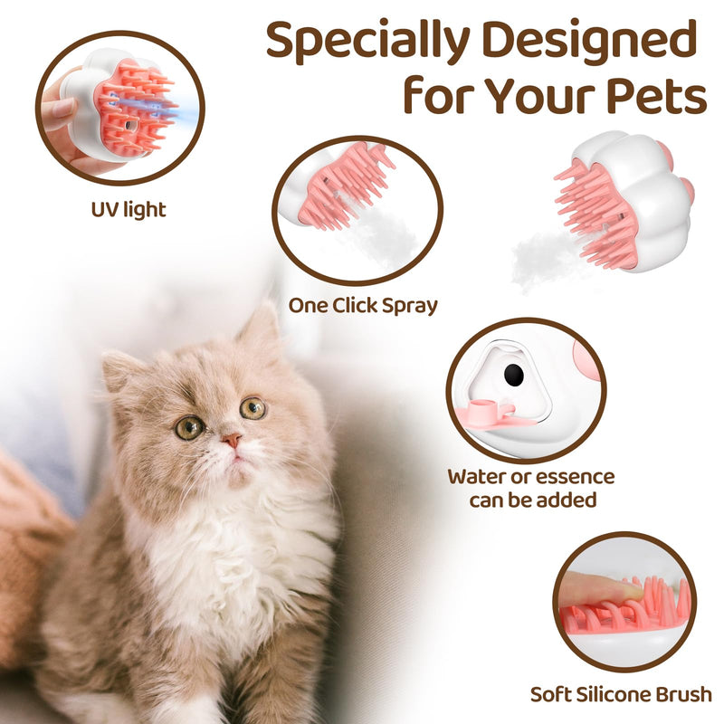 Steamy Cat Brush,4 In1 Cat Brush for Removing Tangled and Loose Hair, Steam Cat Brush for Massage, Hair Removal Comb for Pet - BeesActive Australia