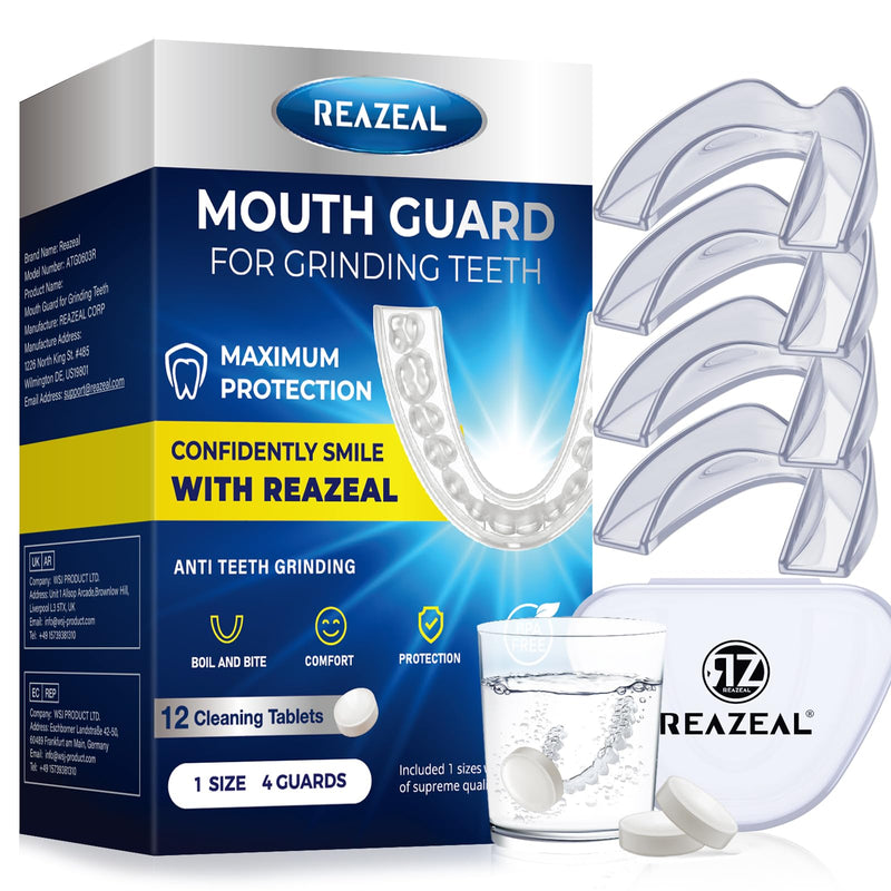 Mouth Guard for Grinding Teeth at Night: Mouth Guard for Sleeping - Night Guard for Teeth Grinding Home & Travel Use 4 Packs