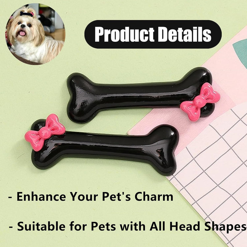 Dog Hair Bows,20 Pack Dog Hair Clips Cute Bone Bow Shaped Snap Dog Hair Bows Pet Hair Barrettes White Black Small Snap Hair Clips Animal Hair Clips Dog Accessories for Pet - BeesActive Australia