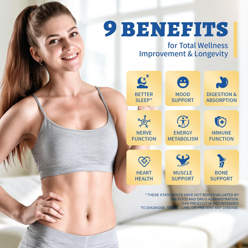 5 in 1 Magnesium Complex Supplement w/Vitamin B6 Higher Absorption | Glycinate Magnesium 300mg - for Sleep, Nerves & Heart Health, Bones, Muscle, Recovery, Energy | Vegan Non-GMO, 120 Capsules 120 Count (Pack of 1)